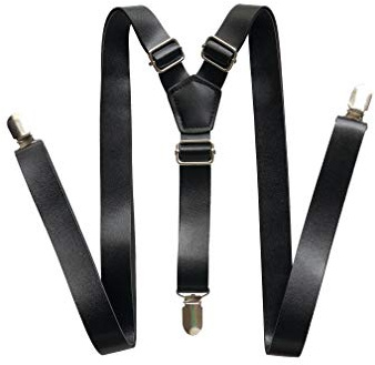 Hochzeit Vintage Kaffee rustikal braun dunkelbraun schwarz breit PU Leder Hosenträger für Männer Hosenträger (Schwarz)