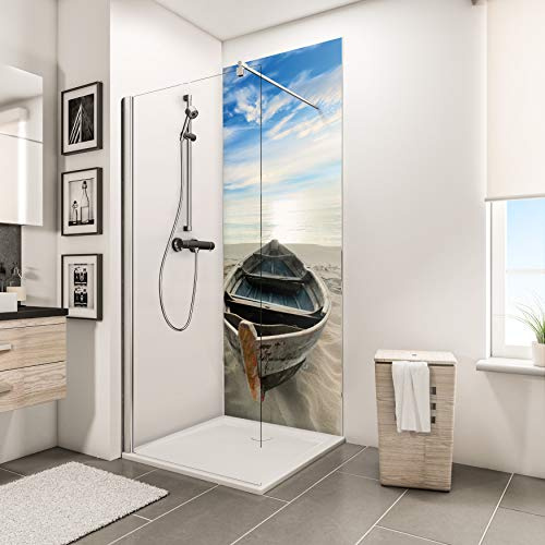 Schulte 1 panneau mural 90 x 210 cm, 3 mm, motif bateau en niche | à coller, résistant aux rayures revêtement salle de bain douche