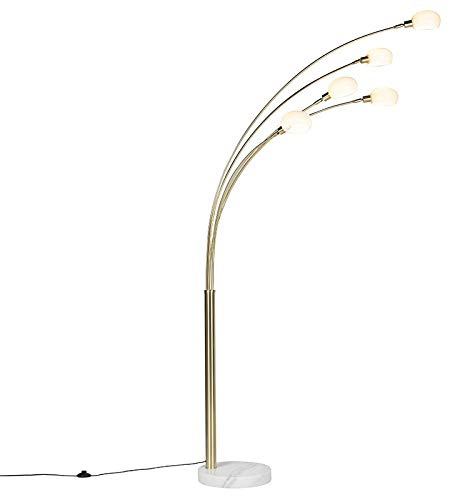 QAZQA sixties marmo - Lampadaire Design - 5 lumière - H 2155 mm - Doré/Laiton - Moderne,Design - Éclairage intérieur - Salon I Chambre