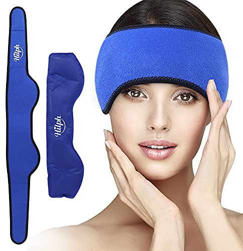 Hilph Fascia Emicrania Impacco di ghiaccio per mal di testa, ghiaccio in gel per sollievo da mal di testa, tensione, sinusite, chemioterapia, lesioni alla testa - Blu