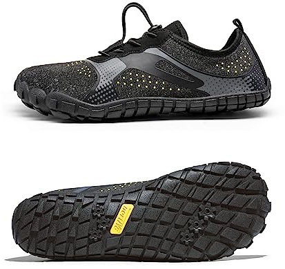 NORTIV 8 Mens Quick Dry Barefoot Aqua Shoes - Outdoor Water Shoes for Swim, Beach Sports, Fishing, Hiking, Diving, Surf, Black/Dark/Grey - 11 (TREKMAN-1)