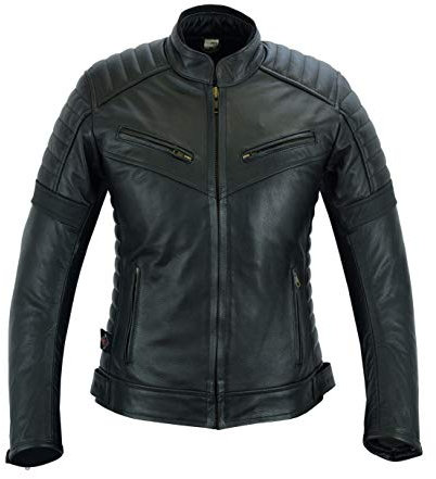 Texpeed Damen Leder Motorradjacke - Touring Cruiser Motorrad mantel Mit Original Biker Rüstung (EN 1621-1) Schutz Schwarz -3XL