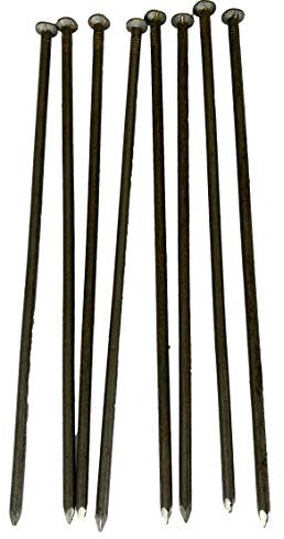 8 clavos de jardín | 350 mm de longitud – 8 mm | Anclaje de suelo de jardín para horticultura construcción | forma recta – cabeza de 17 mm
