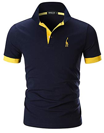APAELEA Moda Bordado de Jirafa Clásico Camisas 100% Algodón Manga Corta Polos para Hombre