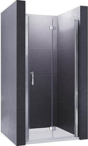 ELEGANT 1000mm Bifold Door Shower Enclosure Frameless Bathroom Shower Doors 6mm Safety Bi-Fold Glass, Wetroom Shower Cubicles Reversible Folding Shower Door
