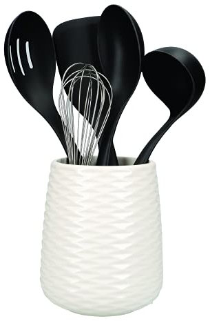 KitchenAid Juego de 6 Utensilios y Soporte de Cocina Aptos para el Lavavajillas