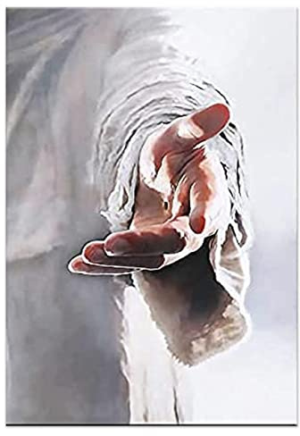 Jesus Canvas Wall Art Give Me Your Hand Christian Posters Religious Print Oil Painting Nordic Style Picture Home Decor for Bedroom Living Room Office Study Kitchen (12x18 (30x45cm), Unframe)