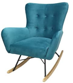 MartHome Schaukelstuhl Amber, Skandinavischer Sessel, Bequemer Sessel in Samt, Ideal für Wohnzimmer & Schlafzimmer, Lesesessel, Fütterungssessel, Bequemer Sessel (Türkis M20, mit Fußstütze)