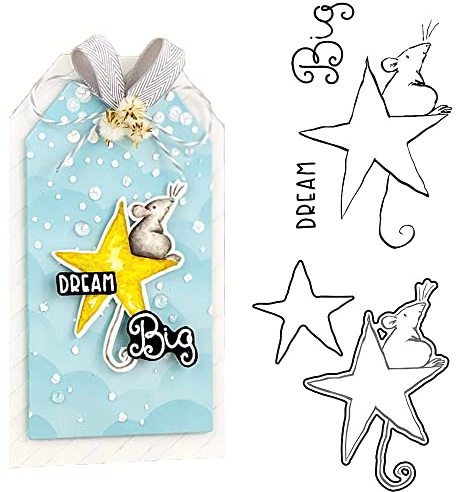 Stanzschablonen-Set Mäuse bleiben im Twinkle-Stern für Kartenherstellung, DIY, Scrapbooking, Traum-Bigs-Alphabete, transparente Silikon-Dichtungsstempel für Papierbasteln, Metall-Stanzschablonen,