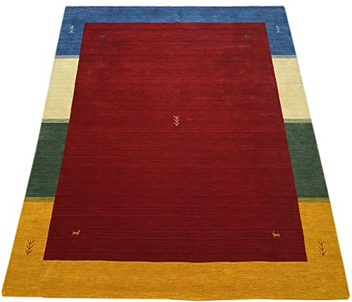 WAWA TEPPICH Handgefertigter orientalischer Gabbeh Teppich aus 100% Wolle Loom Handgewebte Rot 200X250 cm