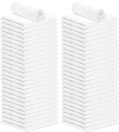 STF Linen Cotton Shop Lot de 50 chiffons de nettoyage absorbants et polyvalents pour automobiles, industries, garage et maison Blanc 35,6 x 35,6 cm