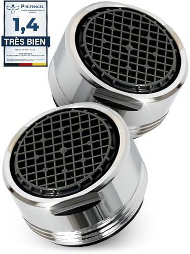 2 PC Mousseur Robinet M24 en Laiton Chromé - Économiseur d'Eau avec Filtre Anticalcaire - Économisez Jusqu'à 60% d'Eau et d'Énergie - Débit d'Eau 5 L/min