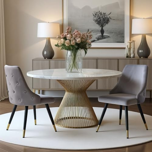 chairus 2er-Set Moderner Esszimmerstuhl, Armlos, Metallbeine, Samt/Grau | Moderner armloser Küchenstuhl mit weichem Samtbezug und stabilen Metallbeinen, für Küche, Esszimmer oder Wohnzimmer