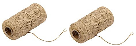 Tbkoly Natürliche Jute-Schnur, 2 Stück, 100 m x 1,5 mm, natürliches Hanfseil, Leinenschnur, gedrehte Jute-Schnur, Hanfseil, Geschenkverpackung, Schnüre, DIY, Basteln, Dekoration