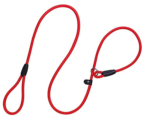 1Pc Nylon Dog Training Slip Lead - Durable Traction Rope Suitable for Small Medium Dogs (Red)