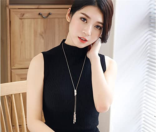 Bysonglezai Halskette Pulloverkette Damen Langkettige Frauen Necklace Volle Strass Quaste Lange Anhänger Halskette Frauen Bijoux Mode Pullover Zubehör