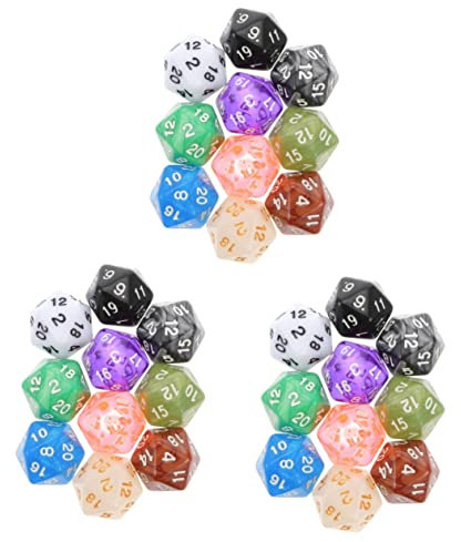 STOBOK 3 Set Di Dadi A 20 Facce Gioco Di Dadi in Plastica Per Ragazzi E Ragazze Giocattoli Educativi Creativi Per Feste 10 Pezzi * 3