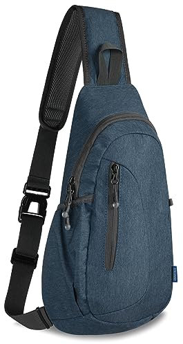 TITECOUGO Canvas Small Sling Bag Lightweight Crossbody Bag for Women Rucksack for Men Running Backpack Travel Chest Pack Shoulder Daypack for Hiking Outdoor Gym Work Sports Dark Blue