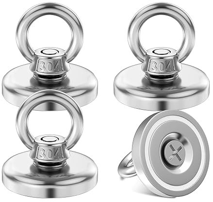 4 ganchos magnéticos fuertes, 45 kg, extra fuertes, imanes de neodimio de 31 mm, pequeños ganchos magnéticos, ojales, con gancho para cocinas, garajes y oficinas