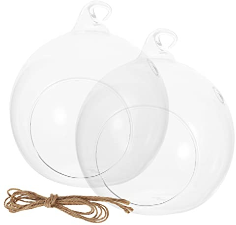 FUNOMOCYA 2piezas Terrarios De Globo Gran Apertura De Vidrio Transparente para Colgar para Plantas De Aire Interiores o Exteriores Colgante De Vidrio para Decoración De Jardín o Interior