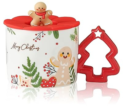 Tasse de Noël Tasse à Café le Bureau Coupe mignonne café thé Lait Tasse Tasse en porcelaine décorée avec un theme de Noël pour la Famille et les Amis Bonhomme en pain d'épice