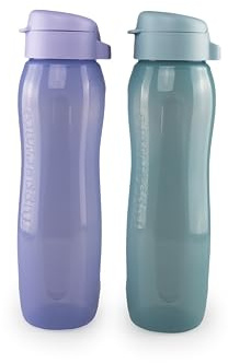 Tupperware EcoEasy II Trinkflaschen Set (2) 750 ml Flieder + 750 ml Türkis (inkl. Ausstecher Gelb)