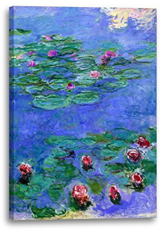 Leinwandbild (20x30cm) Claude Monet: Seerosen, Leinwand auf Keilrahmen gespannt und fertig zum Aufhängen, hochwertiger Kunstdruck aus deutscher Produktion