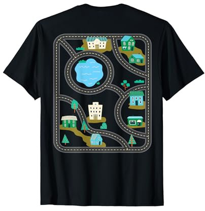 Spielmatte auf dem Rücken Spielzeugauto Straße Rückenmassage T-Shirt