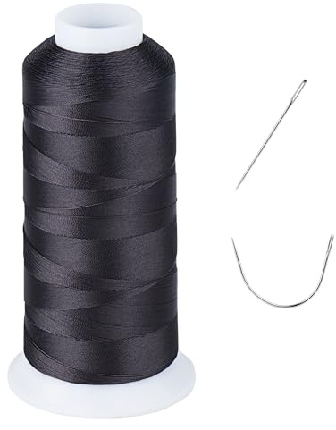 UV-beständig – kraftig utomhustråd för hand- eller maskinsömnad – Simthread 100% polyesterbunden tråd Tex 69 (12 wt) – 1 500 yards NP-svart