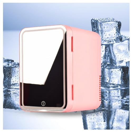 RéFrigéRateur De Beauté Portable, 8L,avec Miroir De Courtoisie LED Petit Frigo Pas Cher, Voiture,Maison,Chaud Et Froid 2 en 1 Frigo Voiture, pour Chambre, Bureau Et Voiture,Pink