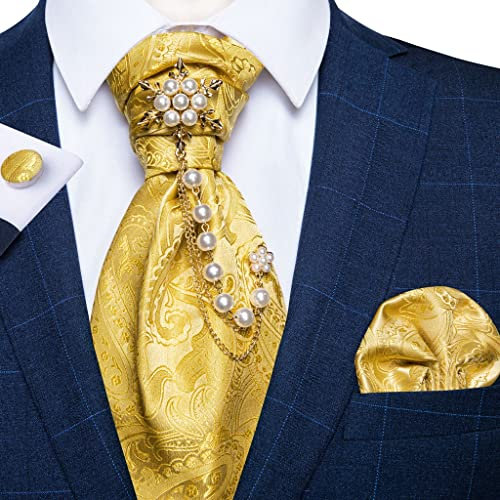 BONOOL Herren-Krawatten-Brosche-Set aus Seide, Klassische Vintage-Krawatte für Hochzeit, formelles Kleid, Anzug, Weste, Zubehör