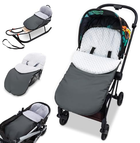 Coprigambe Passeggino Universale in Minky: 90x45 cm – Sacco Invernale foderato morbido con Vestibilità Universale – lavabile in lavatrice a 30 gradi per Bebè Oeko-Tex Grigio Scuro