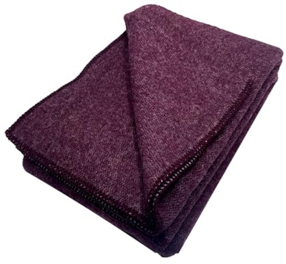 Alpenwolle Wollplaid Wolldecke Neuseelandwolle doppelt, 100% Wolle, 140x200cm, 430g/m2 (lila/grau)