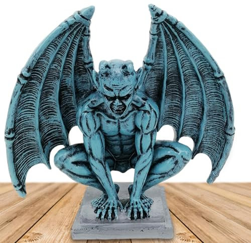 Wasserspeier Gartenstatue - Outdoor Harz Geflügelter Wasserspeier - mit Händen auf dem Boden Home Decor Figur Gothic Dekoration für Terrasse, , Zaun