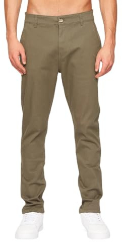 Crosshatch Herr Chino Slim Fit Jeans Stretch Byxor Dragkedja Fly Bottom Casual Arbetsbyxor Bomullsbyxor, Khaki, 32W x 29L