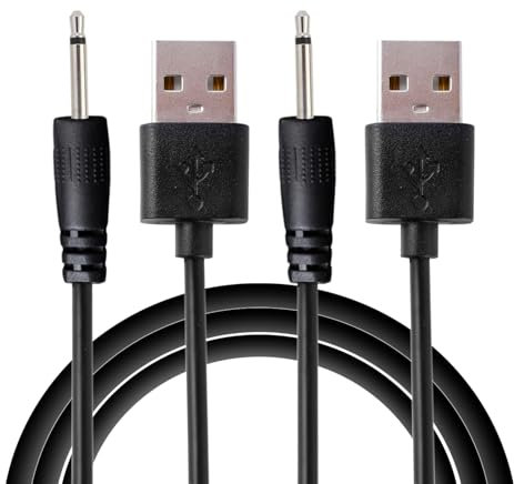 Charging Cables, Fast-Charging Replacement Wand Charger, Portable USB to 2.5mm DC Vibrator Charger, Suitable for Wireless Bluetooth Vibrator, Wand Vibrator, Long-term Use (Black-2PCS(0.8m))