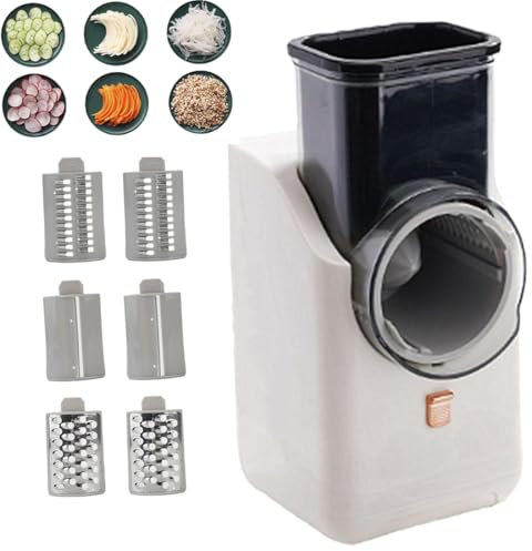 Vegetable Chopper Electric Cheese Grater, 3-in-1 Vegetable Slicer with 6 Blades USB Rechargeable Chopper for Home Kitchen Cutting Cucumbers, Carrots, Potatoes, Nuts, Chocolates