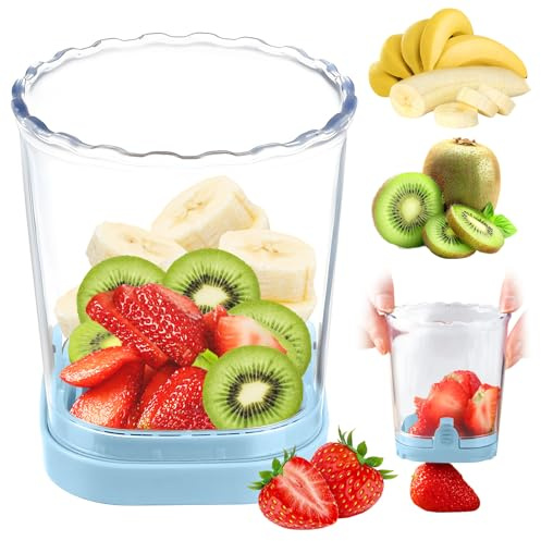 Garlic Press, Fruit Slicer Cup,Strawberry Slicer,Banana Slicer,Grape Press Cutter,Egg Slicers,Detachable Fruit Cutter Slicer with Push Plate,Creative Strawberry Slicer Kitchen Gadget (light blue)
