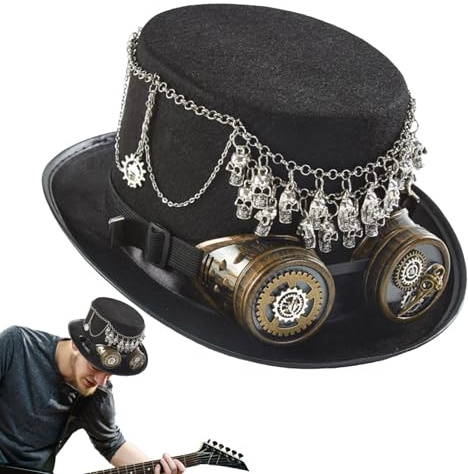 Generico Steampunk Hattar för Kvinnor, Steampunk Cylinderhatt, Mode Punk Keps - Steampunk Cylinderhatt med Avtagbara Glasögon Vintage Halloween Hatt för Cosplay Party