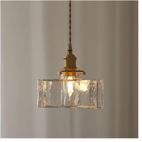 Suspension en verre avec abat-jour martelé pour îlot de cuisine E27 Douille carrée Applique murale en forme de bouteille (Taille : B)