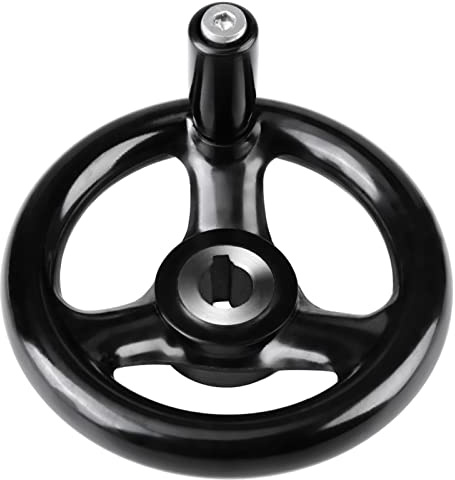 aqxreight 1PC 12 100mm Black Round 3 Spoke Hand Wheel for Lathe Milling Machine for Its Size and Comes with Hole for Handle Assembly It