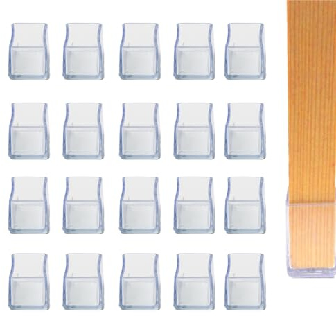 Changyeah Protège-pieds de chaise, 20 pièces, embouts de protection pour pieds de chaise, rectangulaires, pour pieds de chaise avec feutre, adhésif souple en PVC transparent pour protéger les sols