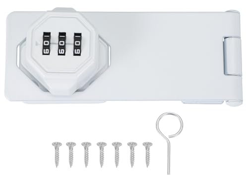sourcing map Password Rotary Hasp Locks, Mechanical Cabinet Combination Latch Locks 5 Security Keyless Rotary Hasp Latch Lock No Drilling for Shed Door Sliding Closet Bathroom Outdoor White