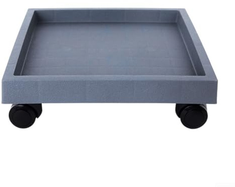 HomeVortex Soucoupe carrée à roulettes pour pot de fleurs - Dessous de pot de fleurs mobile en plastique robuste pour extérieur sans trous - Soucoupe de jardin (intérieur 23,5 cm)