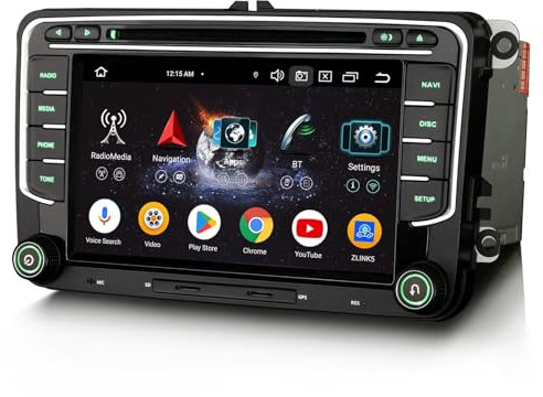Erisin Android 14 DAB+ 4+64GB 8 Núcleos Radio Coche Estéreo para VW Caddy Polo Amarok Crafter T6 Skoda Yeti GPS Navegador CarPlay Android Auto Bluetooth 5.0 CD Wifi 4G USB DSP Radar 7 Pantalla táctil