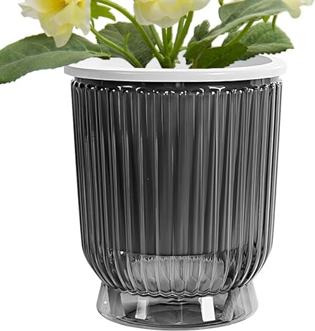 Maceta de riego automático, Maceta hidropónica Transparente, contenedor de Flores de depósito Profundo, de riego automático, Ideal para violetas africanas, orquídeas, Plantas de Interior, 17 x