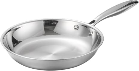 Renopfect Bratpfanne 20cm, Edelstahlpfanne Unbeschichtet, Tiefe Bratpfanne, Ofenfest Steakpfanne Kochpfanne Für Alle Herdarten I Induktionspfanne, Edelstahlpfanne Für Omelett-Kochen