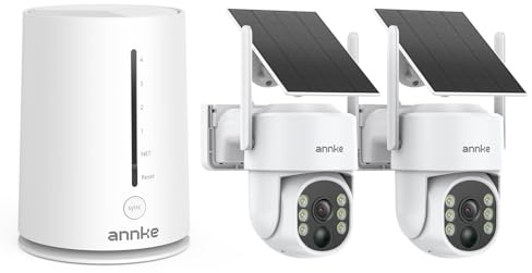 ANNKE 4MP Camera Surveillance WiFi Exterieure sans Fil Solaire, 2 Kit Caméra avec HomeBase, 64 GB Stockage Local, Vision Nocturne Couleur, 360° Panoramique, Détection Mouvement, Alarme, 2.4/5Ghz WiFi