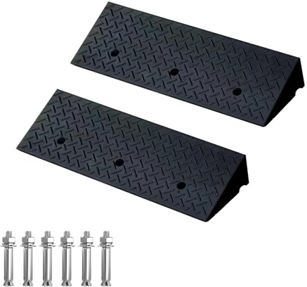 JIANFA Rubber Curb Ramps for Cars 2 Pack, 5cm Rise Heavy Duty Threshold Ramps for Driveway, Vehicle, Loading Dock, Sidewalk, Motorcycle 100x25x5cm