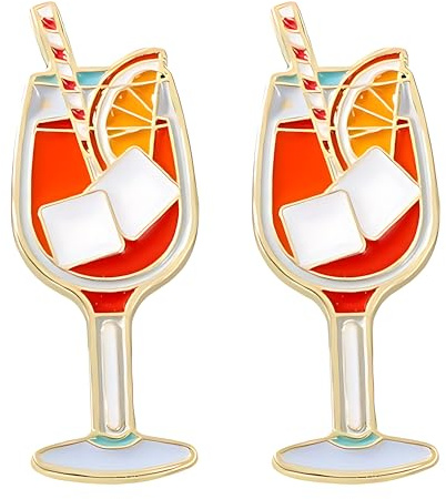 2 Stück Süßes Getränk Saft Brosche, mit Mini Weingläsern, für Mode | Revers Pin Cartoon Brosche Abzeichen – Hochwertige Emaille Anstecknadeln – Vielseitige Brosches Mini Weingläser für Mode